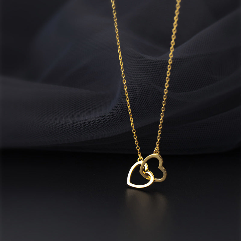 Double Heart Interlocking Titanium Necklace