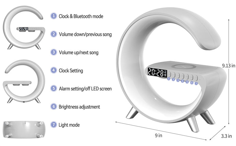 2024   LED Lamp, Bluetooth Speaker, Wireless Charger